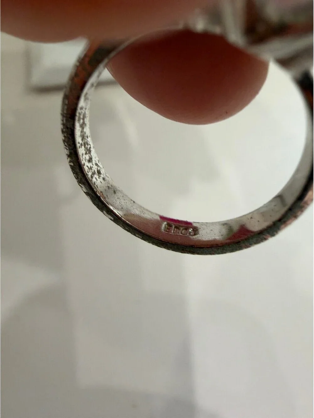 Silver Tone Ring with Large Clear Oval Gemstone Size 5.75 EDCO